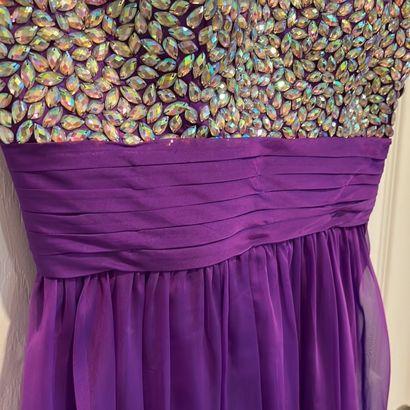 Purple Beaded Prom Dress - Picture 9 of 10
